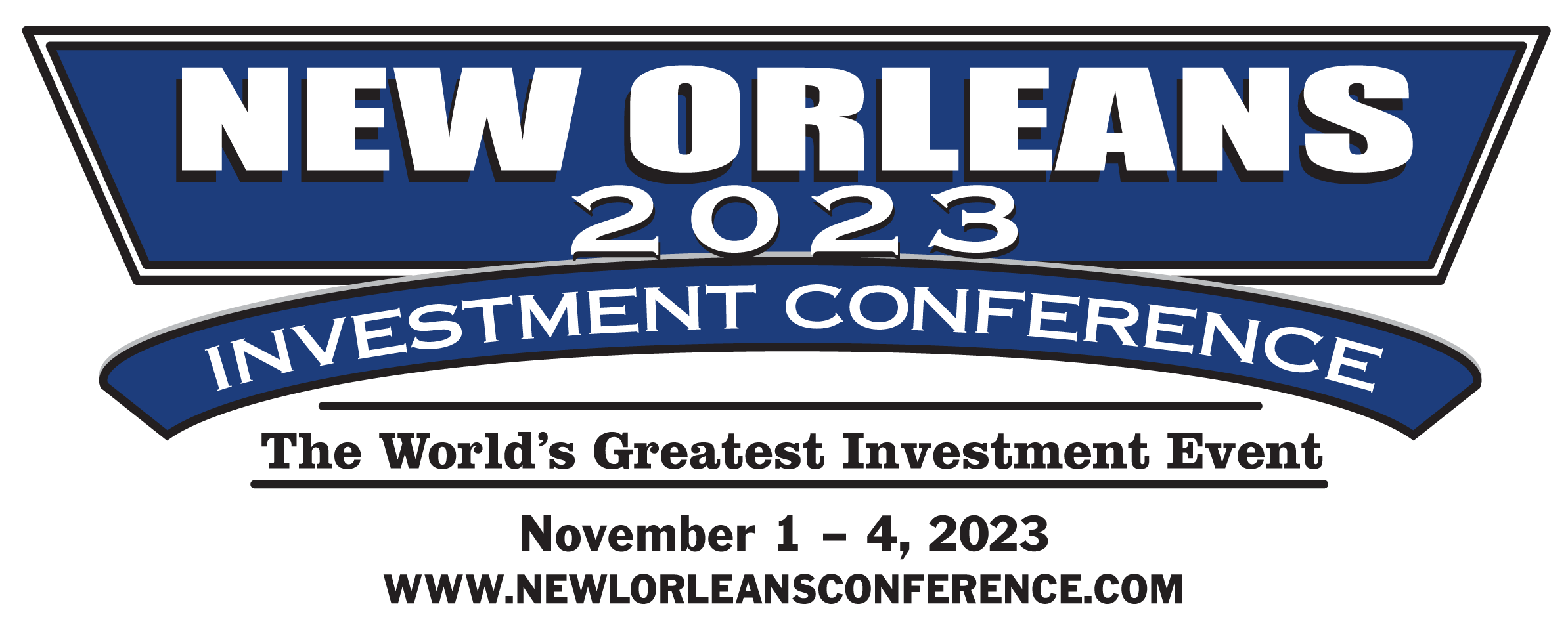 2023 New Orleans Investment Conference Logo with dates (November 1 - 4, 2023) and website (www.neworleansconference.com)