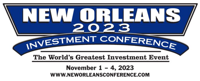 2023 New Orleans Investment Conference Logo with dates (November 1 - 4, 2023) and website (www.neworleansconference.com)